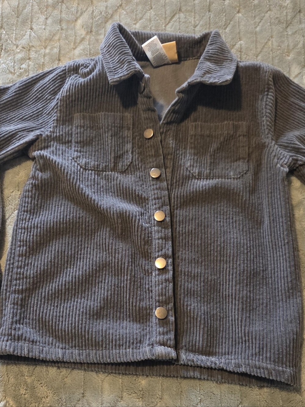 Children's Corduroy Button-Up Shirt Jacket - Gray